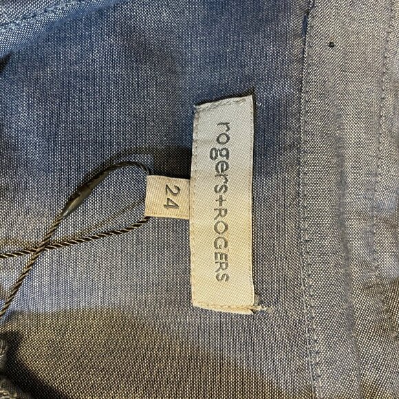 NWT rogers + ROGERS Blue 100% Cotton Pintuck Front Tab Sleeve Tunic Size 24 - Picture 5 of 8